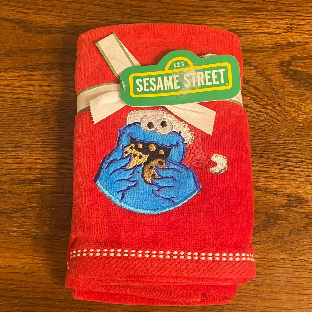 Sesame Street Cookie Monster Red Holiday Hand Towels